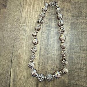 Forever 21 Intricate Silver-Toned Beaded Necklace